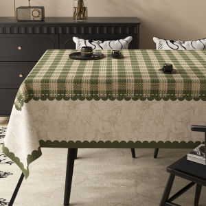 ZISHI | Vintage Style Green Check Tablecloth Waterproof & Oil-Resistant
