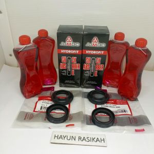 SEAL AS SHOCK SEPASANG+SEAL TUTUP ABU+OLI 2SET KC5 HONDA CB150R/MEGAPRO NEW/VERZA/TIGER/PCX/GLPRO ORIGINAL
