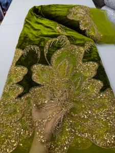 OLEVO | Nigerian Velvet Embroidery Lace Fabric African French Sequin Beaded Tulle Dress Sewing New 2026 AT2839