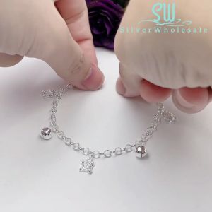 SilverWholesale #BB151 Original Silver 925 "Doraemon Charm" Baby Bracelet Anklet (Gelang Kaki/Tangan untuk Baby)