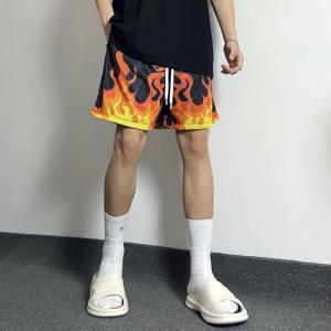 Flame Collaborative Short Shorts Breathable Quick Dry Running Fitness Basketball Sporty Loose Fit Summer Trendy Four-Quarter Length