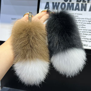 กระดุมหัวเข็มขัดขนกระต่ายแท้ เครื่องประดับกระเป๋า กระดุมหัวเข็มขัดแบบเรียบง่าย สัตว์ป่า หางเล็ก เข็มขัดห้อยรถยนต์ ห้อยกระเป๋า แบรนด์ Qiu Rui Xing