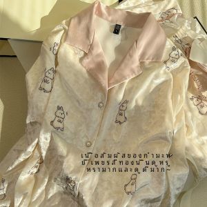 น่ารัก กระต่ายกํามะหยี่ ชุดนอน ผู้หญิง อุ่น เสื้อผ้าบ้าน น่ารัก ชุดนอนกล่องของขวัญวันเกิด แขนยาว ฤดูใบไม้ร่วง ฤดูหนาว สไตล์