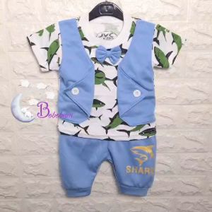 BOBOBAM BAJU BAYI LAKI LAKI SETELAN ANAK COWO LUCU STELAN COWOK 6 12 BULAN KEREN TRENDY KEKINIAN ROMPI HIU