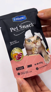 High-Nutrition Pet Supplies Wet Food Pouch Fresh Meat Jelly Cat Snacks & Treats 85g Chicken Tuna Fish Oil Cranberry Powder Krill Cats Wet Food for 3 Months & Above