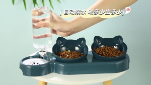 Cat Feeding Bowls Tilted 15° Cat Bowl Detachable Adjustable Cat Food Bowl with Stand Cat Floating Water Bowl with Gravity Water Feeder