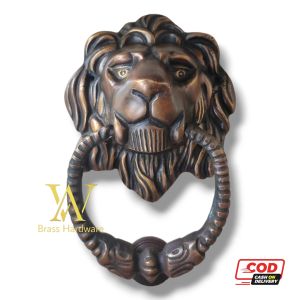 Ketukan Pintu Rumah Kuningan Antik Motif Singa Titik 1 pcs