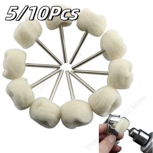 5/10Pcs Wool Wheel Polishing Head with 3mm Shank for Buffing Polishing Jewelry Metals Rotary Cleaning Tool Accessories