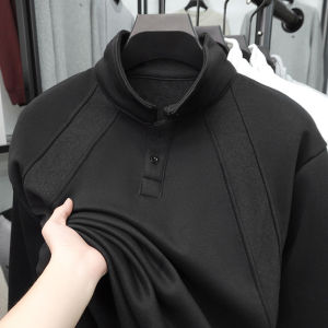 Jiaxun | Vintage Long Sleeve T-Shirt Dissected Placket Henley Neck