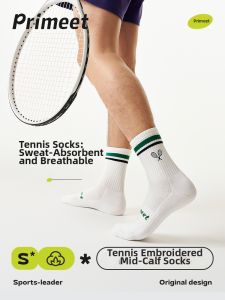 PRIMEET | Couples Breathable Sport Mid-calf Socks Thin Autumn White Towel Bottom Running
