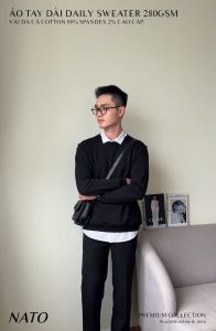 Áo Thun Tay Dài Nam SWEATER Trơn Vải Da Cá Cotton 100% Cao Cấp Đẹp Màu Trắng Đen Đỏ Xanh Navy Co Giãn Dày NATO