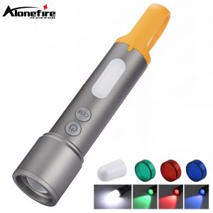 Alonefire Z8 Zoomable LED Flashlight Red Green Blue White Handheld Torch Multi-function Camping Flashlight