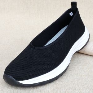 Beijing Old Man Cloth Shoes Mens Spring Autumn Breathable round Mouth Thick Bottom Leisure Walking Shoes Chinese Ancient Style