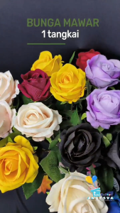 Bunga Mawar hias 1 kuntum / Bunga Plastik Tanaman Artificial mawar