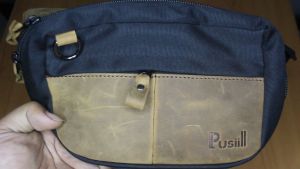 Waistbag Brand Lokal Pusiill/Bahan Cordura Kombinasi Kulit Asli/Tas Selempang Pria&Wanita A02
