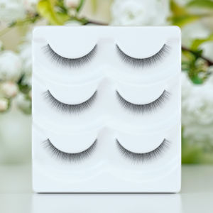 FOURNY Blue Stickers Fake Eyelashes Short Female 7mm Natural Simulation Thick Cross Plain Face Eyelash Delicate Flying 19