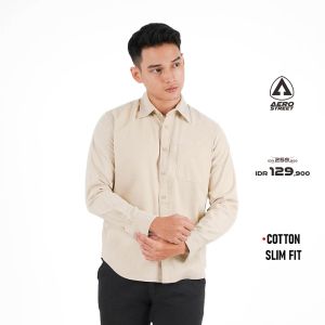 Aerostreet Kemeja Cotton Panjang Ravel Beige Polos Cerah QBBBA