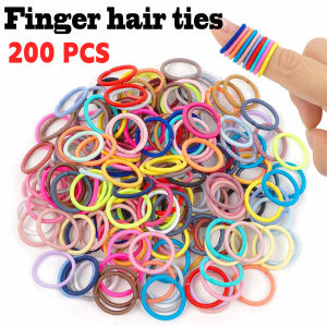 200PCS Baby Toddler Hair Ties Multicolors Elastic Hair Ties 2cm in Diameter No Crease Finger Hair Elastics Small Ponytail Holder
