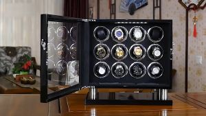 IBBETON High Quality Watch Winder For Automatic 12 Slot Watches with Mabuchi Motor LCD Touch Screen Safe Watches Storage Winding Case Safe Box