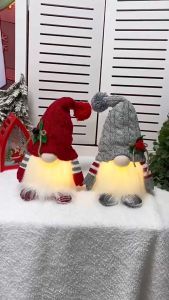 Christmas High-end Decorations with Lights~Knitted Hat Luminous Doll Rudolph