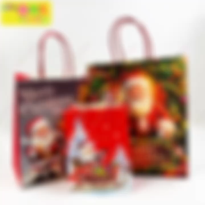 12 pcs Assorted Multiple Size Merry Christmas Paper Bag Gift Loot Bags Souvenir Xmas Design Small Medium Large Santa Clause Design Random Color