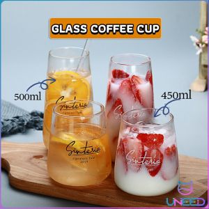 Need. 450ml 500ml Glass Coffee Cup Tea Milk Yogurt Mug Creative Transparent Letter Pattern Drinkware