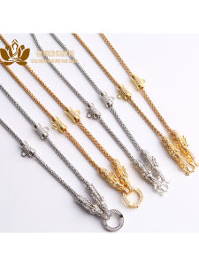 Vòng Cổ Bằng Thép Titan Mạ Vàng 3mm Thiết Kế Đầu Rồng Phong Cách Phật Giáo Vòng Cổ Hình Hộp Đựng Đồ Lưu Niệm Khóa Kéo Thời Trang Cho Cặp Đôi