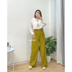 Gystore Celana Kulot Linen Jilly Pants - Celana Kulot Basic Linen Warna