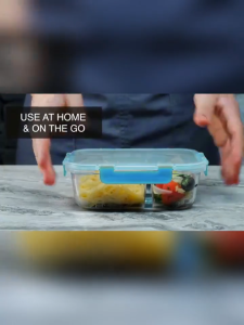 TIMSOT Borosilicate Glass Lunch Box Keep Airtight Leakproof Crisper Microwaveable Oven Safe Lunch Bento Box Students Professionals