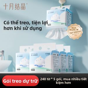 SHI YUE JIE JING | Khăn Lau Mặt Bông Dùng Đôi cho Trẻ Sơ Sinh Thiết Kế Treo