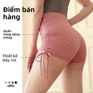 Quần Tập Yoga Ba Điểm Có Dây Rút Bên Hông Dành Cho Nữ Quần Thể Thao Thoáng Khí Để Tập Thể Dục Đạp Xe Tập Gym Quần Short Yoga Dệt Kim Gợi Cảm