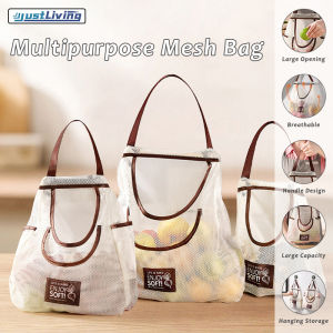 กระเป๋าเก็บของตาข่ายแขวนคู่ชั้น 1ชิ้น เครื่องช้อปปิ้งร้าน ณ สุขราษฎร์ฯ สำหรับกระเป๋าใส่ผัก กระเทียม มันฝรั่ง หัวหอม ที่จัดระเบียบถุงใส่ขยะ