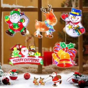 Christmas Window DecorationsSuction Cup Window LightsXmas Glass Lamp for Store indoor Christmas Decorations