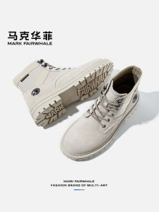 Mens Martin Boots Winter Fleece Lined High Top Cotton Shoes Fashion Booties Short Tube Knee High Boots round Toe Work Boots