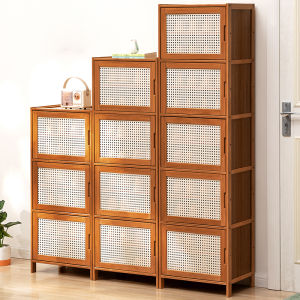 KUCA Kệ lò vi sóng kệ để lò nướng nhà bếp đa năng có ngăn tủ Cửa chống bụi mây tre đan Kệ bếp