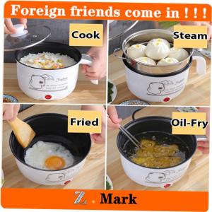 201 Stainless Steel 1.8 L Mini Rice Cooker with Steamer Dual Layer Bottom Electric Pot Kitchen Cooking Utensils