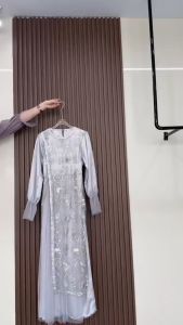 Kinar Dress Kondangan Mix Tille Premium Dree Burgundy Terbaru Wanita Mewah Elegan Gamis Silk Roberto