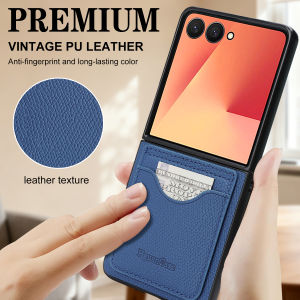 szhaiyu | Leather Wallet Cards Bag Kickstand Phone Case for Samsung Galaxy Z Flip 8 7 6 5 4 3 Flip8 Flip7 FE Flip6 Flip5 Shockproof Cover