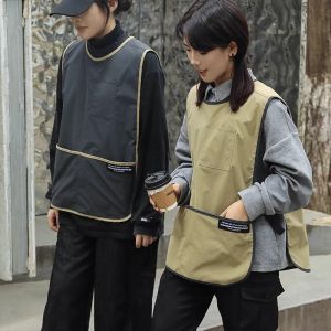 Cafe Kitchen Work Waterproof Apron Vest with Pockets for Men and Women Anti-dirty Kitchen Apron for Cooking Baking Adult Bib