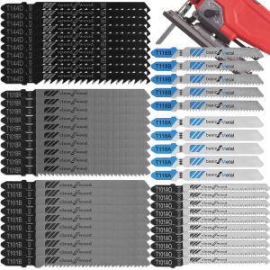 10/50Pcs Jigsaw Blades T-shank Carbon Steel Assorted Jig Saw Blades for Wood Plastic Thin Metal Fast Cut Down Jigsaw Blade