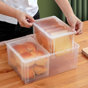 OWTWO Transparent Storage Box Stationary Supplies Large Capacity Flip Box Dustproof Rectangle Fresh Keeping Case for Pill Jewelery Earrings Cosmetics Food