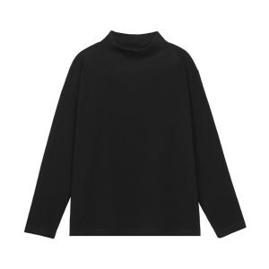 เสื้อยืดคอปกสูงครึ่งตัวผู้ชาย แขนยาว สไตล์สตรีท ดีไซน์แฟชั่น ทรงสลิมฟิต ทรงหลวม ผ้าโพลีเอสเตอร์ ฤดูใบไม้ร่วง