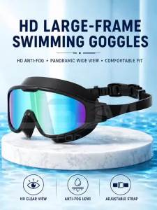 JSJM New Professional Adult Swimming Goggles Kit Anti Fog UV400 Wide Vision Swim Mask with Ear Plugs Nose Clip Quick Dry Towel