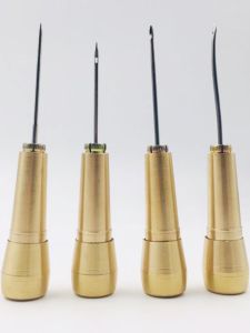 Pure Copper Shoe Repairing Tools Straight Hook Bent Hook Needle Copper Handle Shoe Repair Kit Shoe Mending Hand Tools