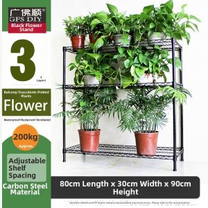 GFSDIY | Plant Adjustable Mobile Iron & Stainless Steel Multi-Layer Shelving