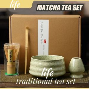 【NEW】Japanese Tea Sets Traditional Matcha Gift Set Matcha Whisk Spoon Ceramic Matcha Bowl