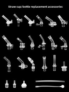 Disney Silicone Straw Cup Replacement Lid Toddler Insulated Water Bottle Gravity Ball Milk Bottle Parts Bear Shape Kids Utensils