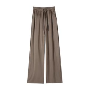 YAMIANNV | Summer Thin Wide Leg Pants Womens Mulberry Silk Drape Straight Casual High Waist Extended Ice Silk Floor-Length Trousers