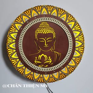 Đèn Hào Quang Phật Cao Cấp Bằng Gỗ Cắt Laser 5D Treo Tượng Phật Trang Trí Bàn Thờ LS-HQ-08