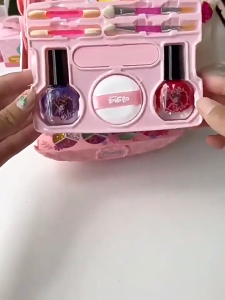 Kids Makeup Box Kit For Girls Real Washable Cosmetic Pretend Play Toy  3 floors With Mirror